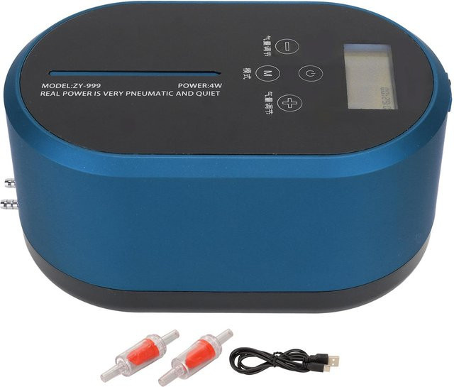 Aimo Aquarium-Luftpumpe in Blau mit großem Volumen und Selbststart-Funktion bei Stromausfall, ultraleise Ausführung - Bild 1