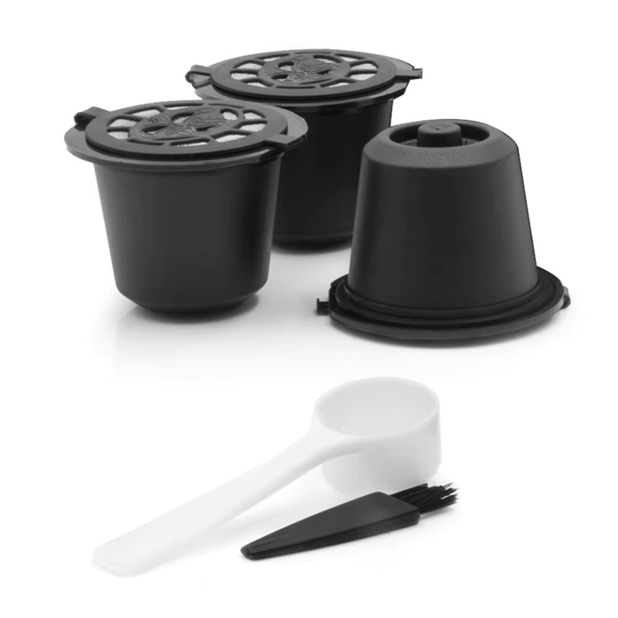 3er Set wiederverwendbare Kaffeekapseln in Schwarz für Nespresso Maschinen aus Kunststoff - Bild 5