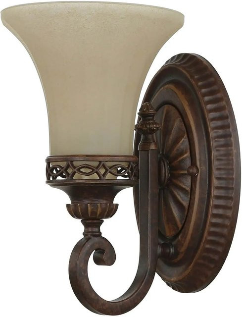 Licht-Erlebnisse Wandleuchte aus Metall und Glas in Braun mit transparentem Glas, Höhe: 24,8 cm, E27, Rustikaler Stil - Bild 1