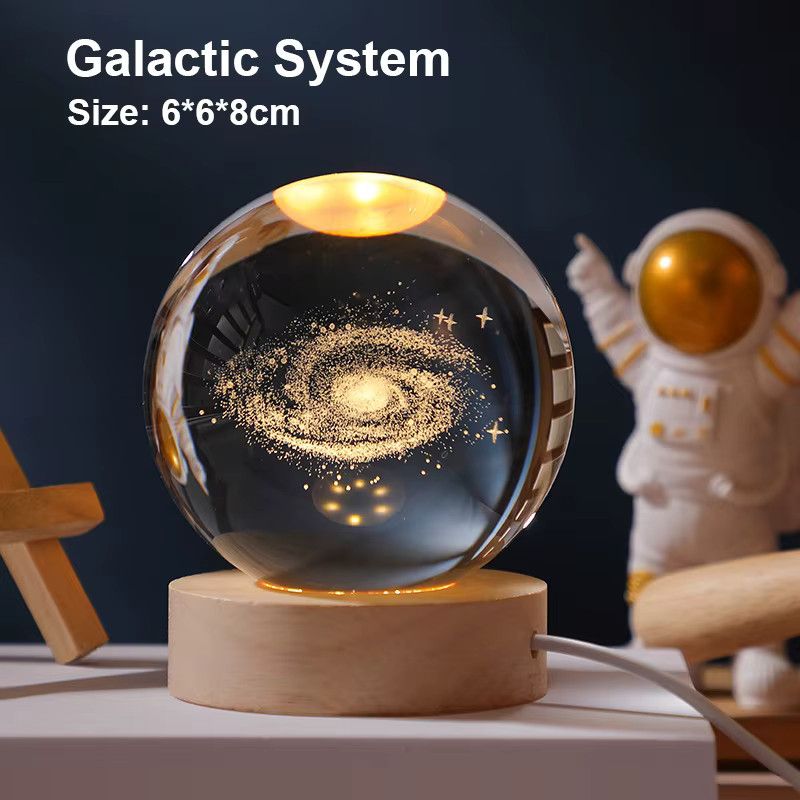 GGbing Nachtlicht Galaxy Milchstraße und Sonnensystem als Kristallkugel für Kinder und Schlafzimmer - Bild 1