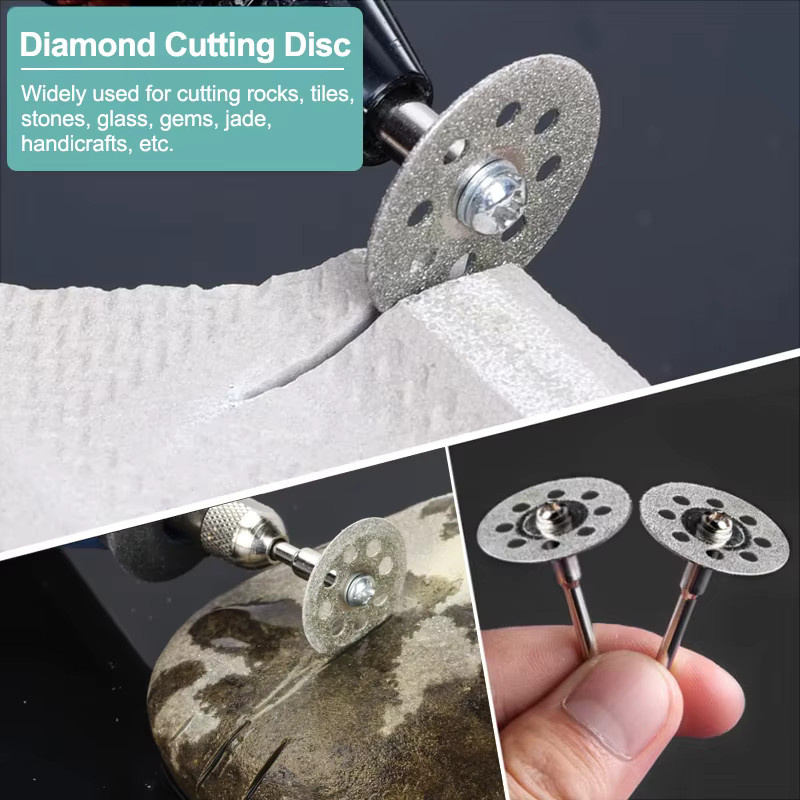 12 Stück xcan Diamant-Trennscheiben Set für Dremel-Rotationswerkzeuge mit 3 mm Dornen für Stein und Kreissägeblatt-Anwendungen - Bild 4