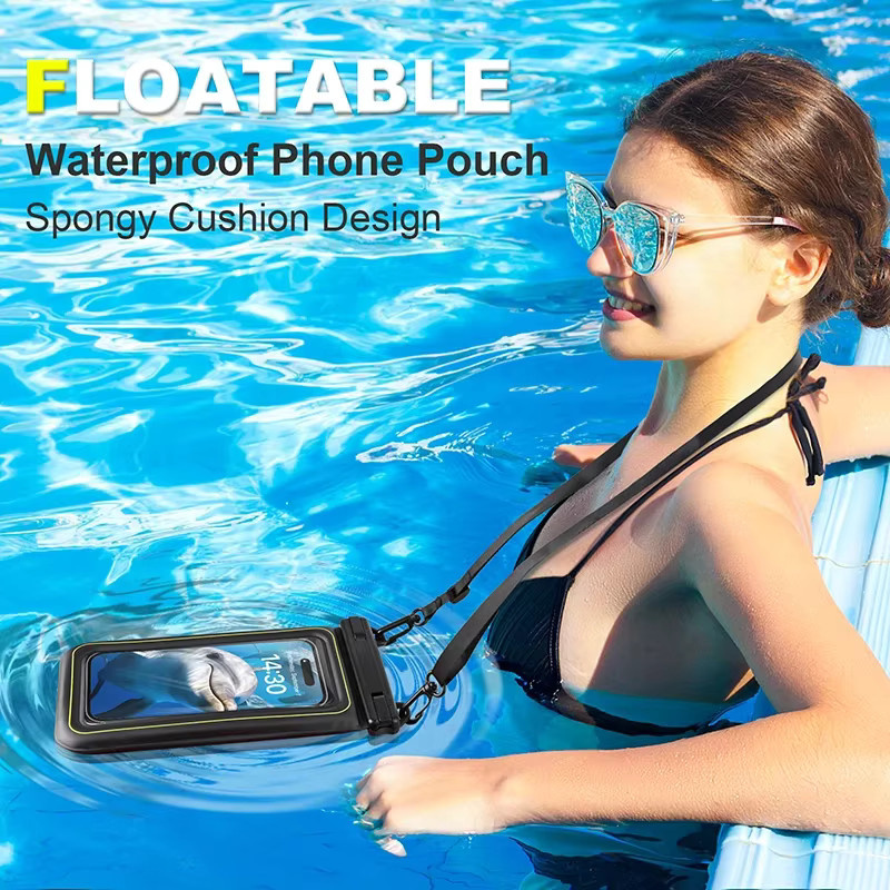 HAISSKY Wasserdichte Handyhülle mit Schwimmsack für iPhone 17 16 15 14 13 Pro Max und weitere Modelle, Farbe: Schwarz - Bild 5