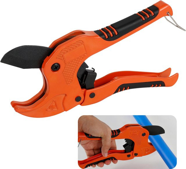 Toorise Rohr- und Schlauchschneider aus Hochkarbon-Stahl mit Ratschenfunktion in Orange für PVC, PPR und PEX - Bild 1