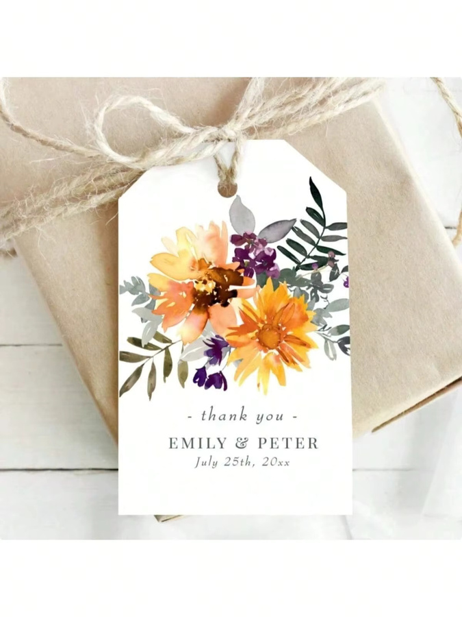 100 Stück personalisierte Hochzeits-Geschenkanhänger aus Papier, individuelle Dankeschön-Anhänger für Hochzeit, Geburtstag und Brautparty, Breite: 3 cm, Höhe: 5 cm - Bild 1