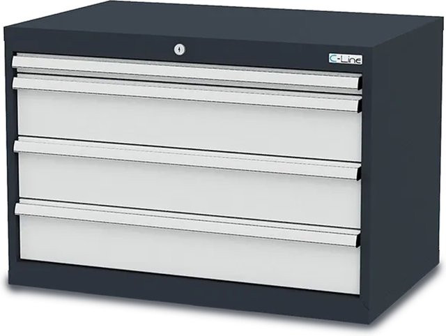 Simplaflex Schubladenschrank aus Stahlblech mit 4 Schubladen, Grau/Anthrazit, B/T/H: 90 x 57,5 x 62 cm - Bild 1