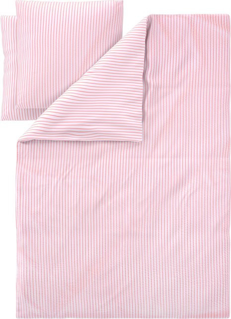 LIVARNO Seersucker-Wendebettwäsche mit Blumenmuster in Pink, B/H: 200 x 220 cm - Bild 1
