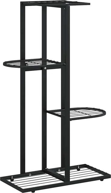 vidaXL Blumenständer aus Metall in Schwarz, 4 Etagen, modern, B/T/H: 43 x 22 x 76 cm - Bild 1