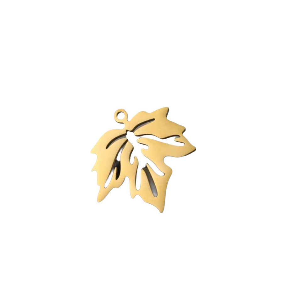 oly2u Anhänger Ahornblätter, Edelstahl, Gold, Unisex - Bild 3