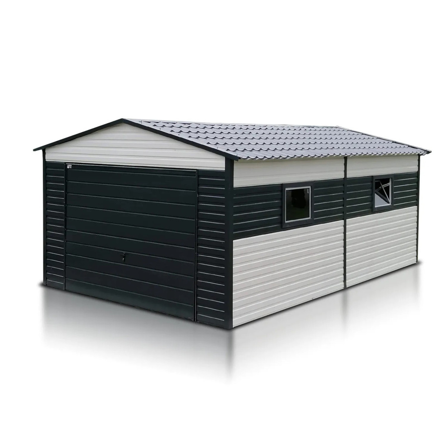Liderstal Einzelgarage aus Blech mit Satteldach und Schwingtor in Weiß, B/T/H: 400 x 600 x 260 cm - Bild 2
