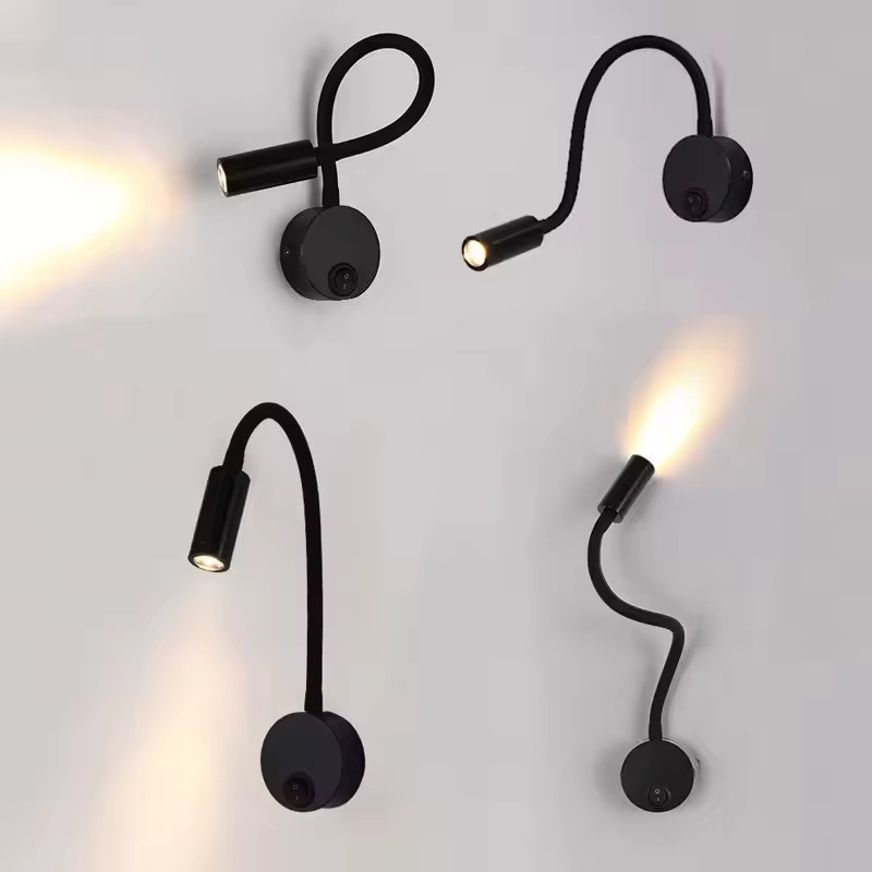 Ramalho 3W LED Schwanenhals-Lesewandlampe mit Schalter, flexibel verstellbare Wandmontage für Schlafzimmer und zum Arbeiten - Bild 3