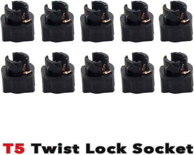 VehicleKit 10 Stück T5 LED Twist Sockel PC47 Instrumententafel Cluster Ersatzsockel Lampenfassung Schwarz - Bild 1