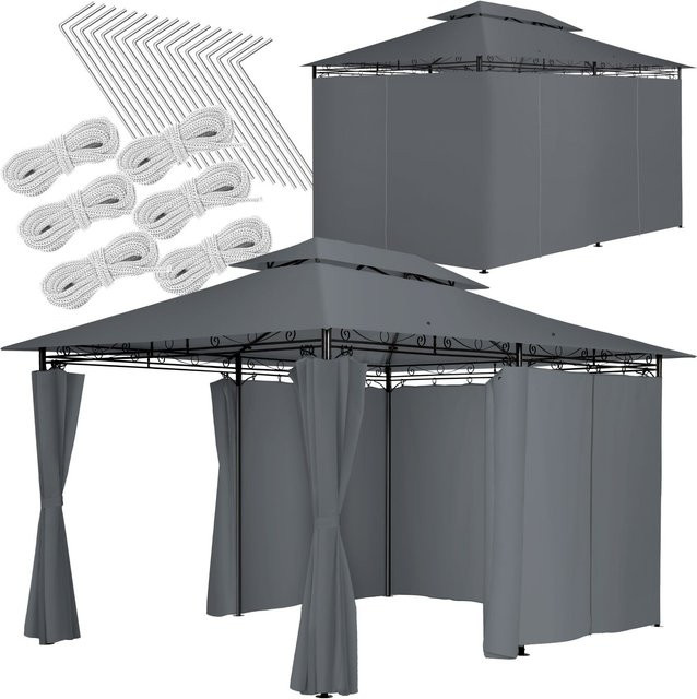 tectake Gartenpavillon Emine Anthrazit mit Doppeldachsystem B/T/H: 400 x 300 x 265 cm - Bild 1
