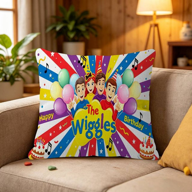 Kissenhülle mit Wiggles-Motiv in Mehrfarbig, quadratischer Sofakissenbezug aus Polyester, B/B/H: 40 x 40 x 40 cm - Bild 1