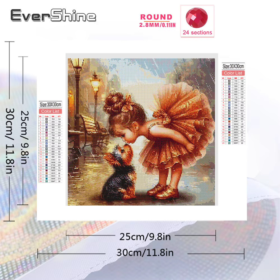 EverShine Diamantmalerei Porträt Mädchen mit Hund als Full Drill Mosaik Set in Multicolour, B/B/H: 20 x 20 x 20 cm - Bild 2