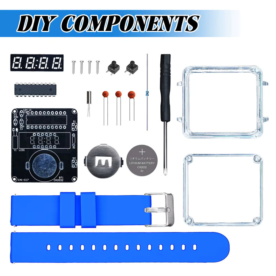 UICPAL DIY Elektronisches Uhren-Set mit LED-Digitalröhrenanzeige in Rosa, Transparentes Gehäuse, 3 V Lötprojekt-Kit - Bild 6