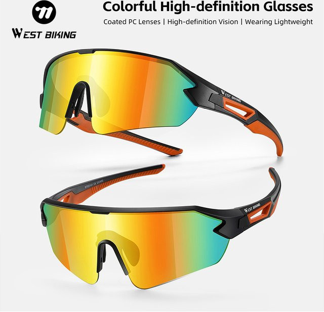 WEST BIKING Sportsonnenbrille, Vollrand, Kunststoff, weiß, Unisex - Bild 1