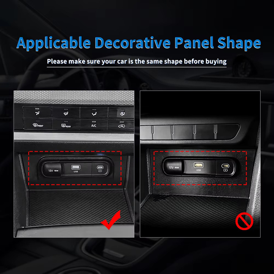 KUNGKIC Carbon-Look USB-C Ladeport Rahmen Aufkleber für KIA Sportage NQ5 in Schwarz - Bild 2