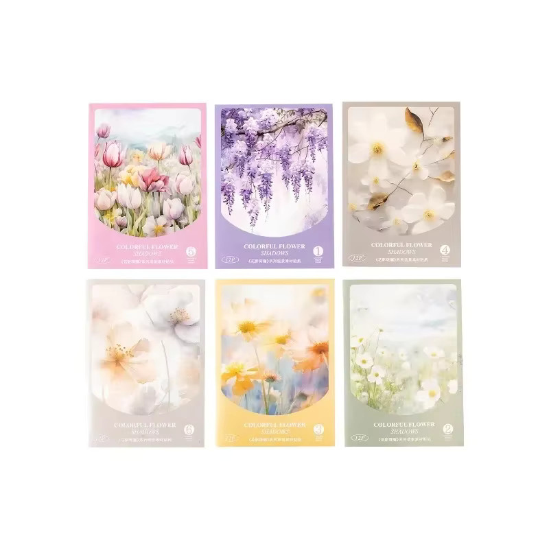 HYFJOY Blumen-Aufkleber Set mit 12 bunten Landschaftsaufklebern für Schreibwaren und Sammelalben, B/H: 17,8 x 11,5 cm - Bild 1