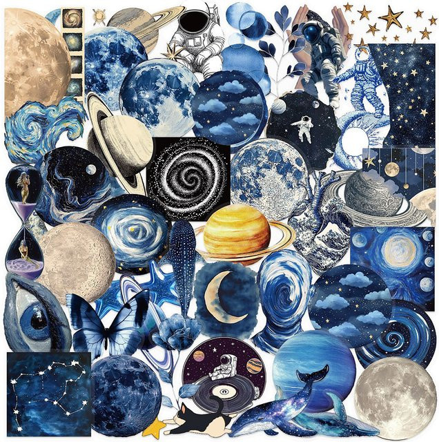 Charile Universum Galaxy Aufkleber, transparent, blau, 10-teiliges Set - Bild 1