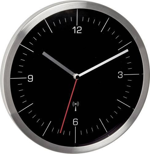 TFA Dostmann Funk Wanduhr Edelstahl Silber Modern mit Leisegang-Uhrwerk B: 2,45 cm, H: 2,45 cm, T: 0,41 cm - Bild 1