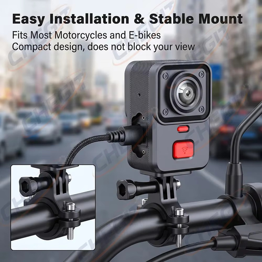 WDSZKMYF Motorrad Dashcam mit Dual-Objektiv 2K & 480P, WiFi, GPS und 170 Grad Weitwinkel, wasserdicht nach IP66, Schwarz - Bild 4