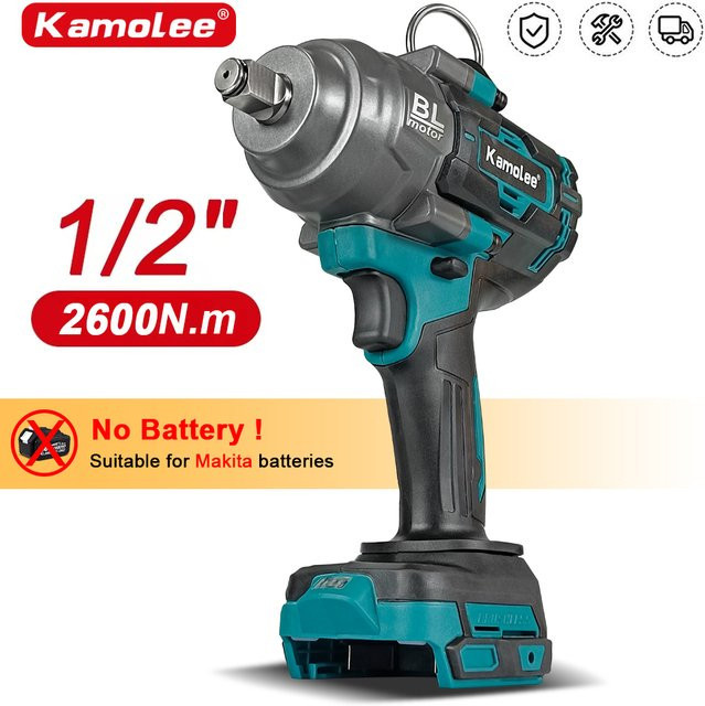 Kamolee Bürstenloser Akku-Schlagschrauber 1/2 Zoll mit 2600 Nm Drehmoment für Makita LXT 18 V Akkus - Bild 1