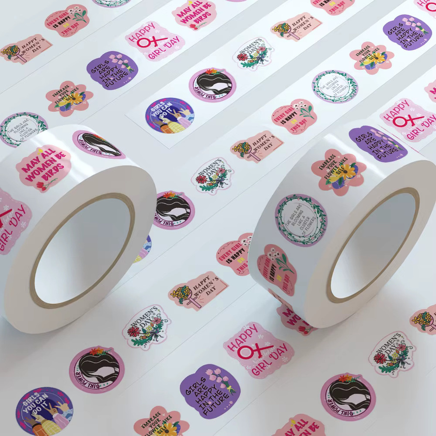 500 Stück Cartoon Frauen Tag Rollen Aufkleber in Multicolour für Telefon, Sammelalbum, Koffer und Skateboard, wasserfeste DIY Ästhetik Aufkleber - Bild 2