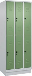 C+P Doppelstock-Spind Classic PLUS mit Sockel, 3 Abteile, Resedagrün RAL 6011, H x B x T: 195 x 75 x 50 cm - Bild 1