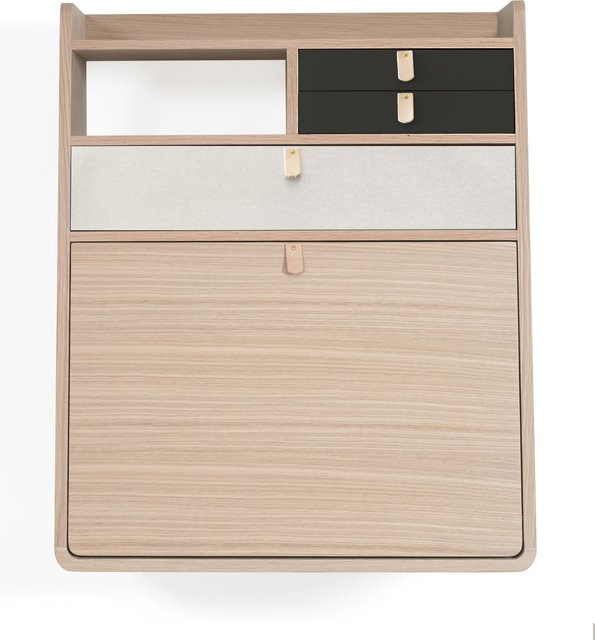 Harto Gaston Wandsekretär in Beige mit Holzoptik für Büro und Wohnzimmer - Bild 1