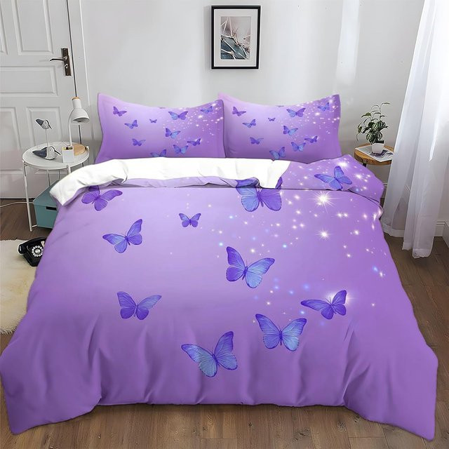 Bettwäscheset JMG Household Supplies Fantasy-Kunst Aquarell Schmetterling aus Mikrofaser, Farbe: Lila, B/H: 135 x 200 cm - Bild 1