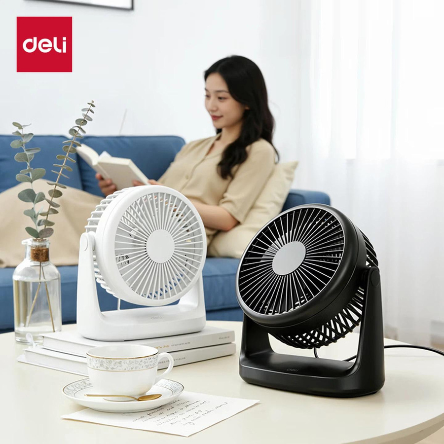 Deli USB Schreibtischventilator Mini mit zwei Geschwindigkeiten und leisem Betrieb in Schwarz - Bild 8