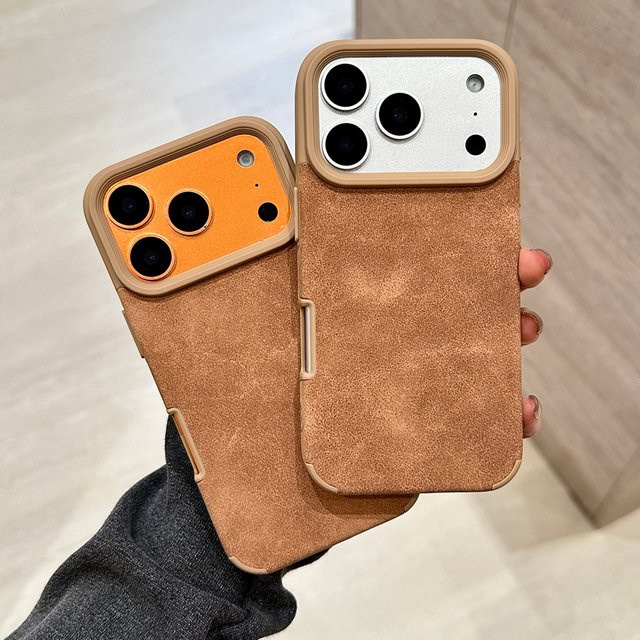 Luxuriöse Samtstoffhülle für Apple iPhone in Beige mit weicher TPU-Rückseite und stoßfestem Schutz - Bild 1