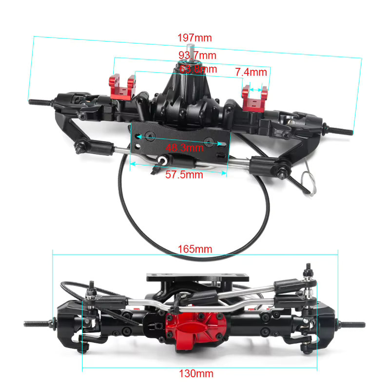 AXSPEED RC Auto Achse, Aluminiumlegierung, Vorder- und Hinterachse mit Differenzialsperre, 1/10 RC Crawler D90 TF2 Upgrade-Teile - Bild 5