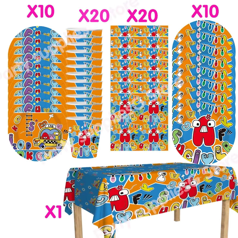 Hasbro Party-Dekorationsset für Kinder mit bunten Alphabet-Luftballons aus Latex, Servietten, Tellern, Tischdecke, Banner und Tortendekoration in Multicolor - Bild 2