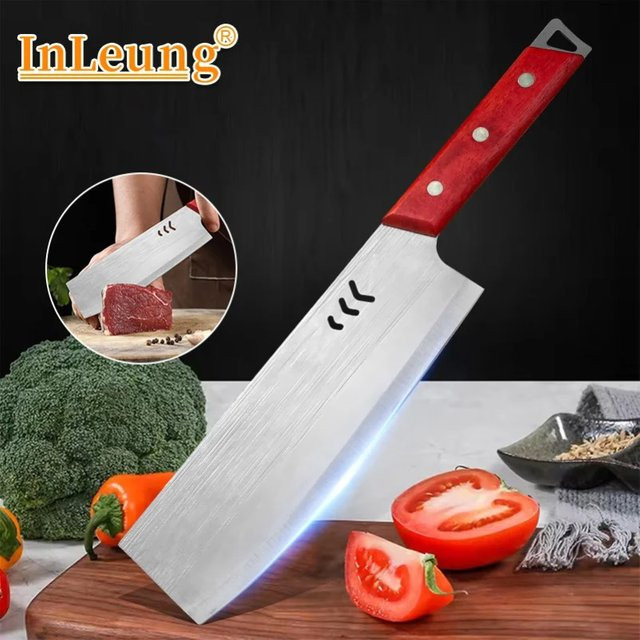InLeung Kochmesser aus Edelstahl mit Holzgriff in Silber - Bild 1