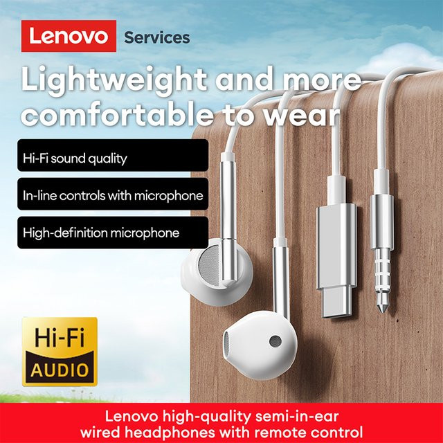 Lenovo YF28 Universelle Kabelgebundene Stereo-Kopfhörer mit USB-C und 3,5mm Klinke - Bild 1