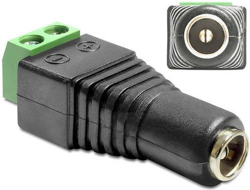 Delock 65485 DC Strom Adapter mit 1x DC-Buchse 5,5 mm und 1x 2-poligem Anschluss in Schwarz und Grün - Bild 1
