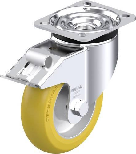 Blickle Stahlblech-Lenkrolle LK-ALTH 125K-1-FI-CO in Silber und Gelb mit 125 mm Rad-Durchmesser und 350 kg Tragfähigkeit - Bild 1