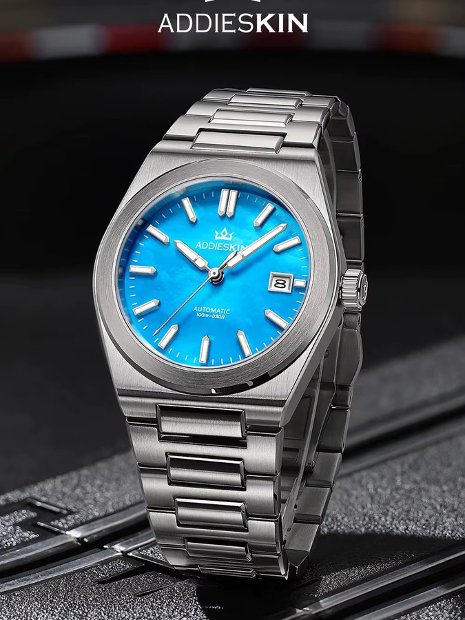 AddiesKin Automatikuhr, Edelstahl, 39 mm, Herren, Grün, Saphirglas - Bild 7