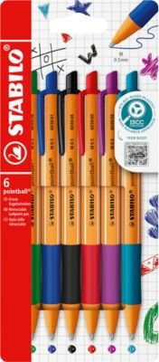 STABILO Kugelschreiber pointball Druckmechanik dokumentenecht Strichstärke 0,5 mm farbsortiert 6er-Set orange - Bild 1