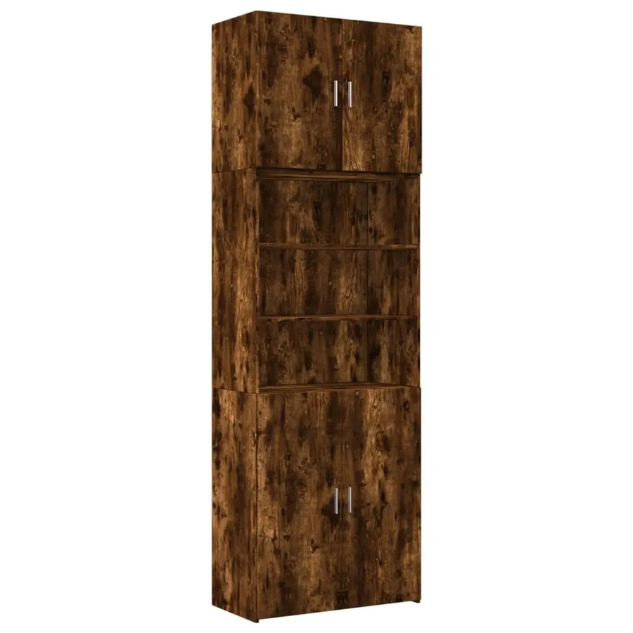 vidaXL Highboard Räuchereiche in Braun mit Türen und offenen Regalfächern, B/T/H: 80 x 42,5 x 249 cm - Bild 2