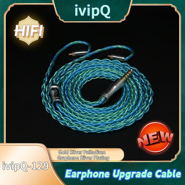 IvipQ 8 Core IEM-Kopfhörerkabel mit Gold, Silber, Palladium und Graphen für In-Ear-Monitore mit 3,5 mm Jack in Gold, Silber und Blau - Bild 1