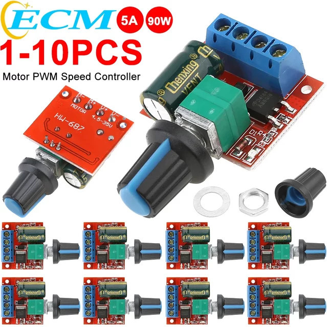 PWM 12V DC Motor Speed Controller Modul 5A 90W mit einstellbarer Drehzahl für Niederspannung 4,5-35V in Multicolor - Bild 1