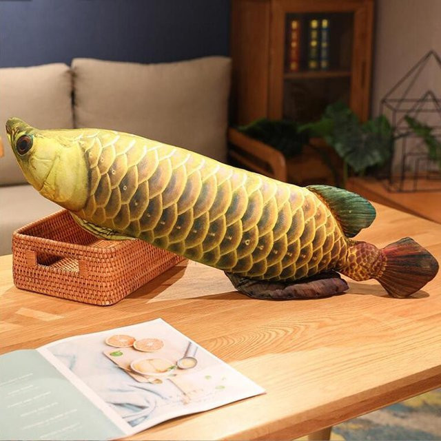 Simulations-Arowana-Fisch-Kissen, Stofftier Plüschtier, gelb, ab 0 Jahren - Bild 1