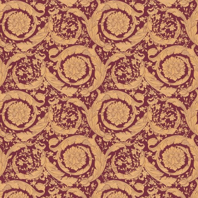 Profhome Luxus Barock Tapete in Rot Gold Braun mit floralem Muster, B: 0,70 m x L: 10,05 m - Bild 1