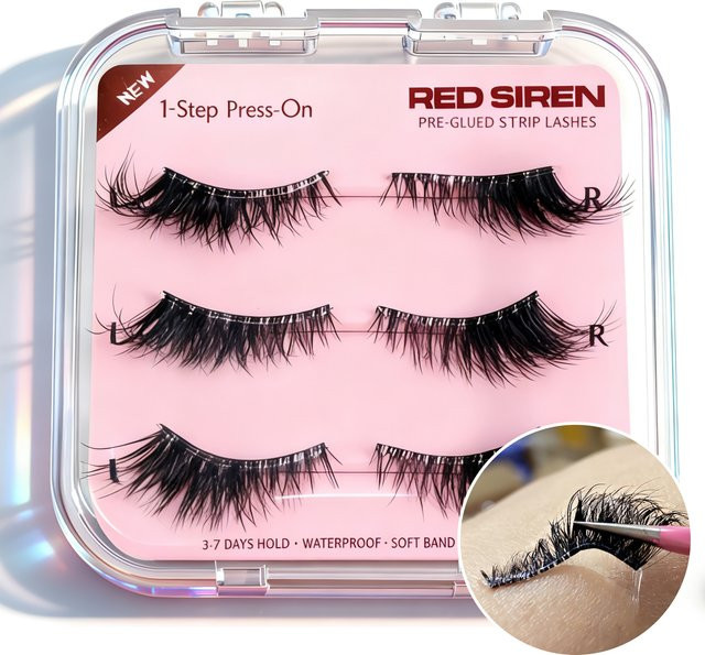RED SIREN Selbstklebende Wimpern, 3 Paare, natürlich, Unisex - Bild 1