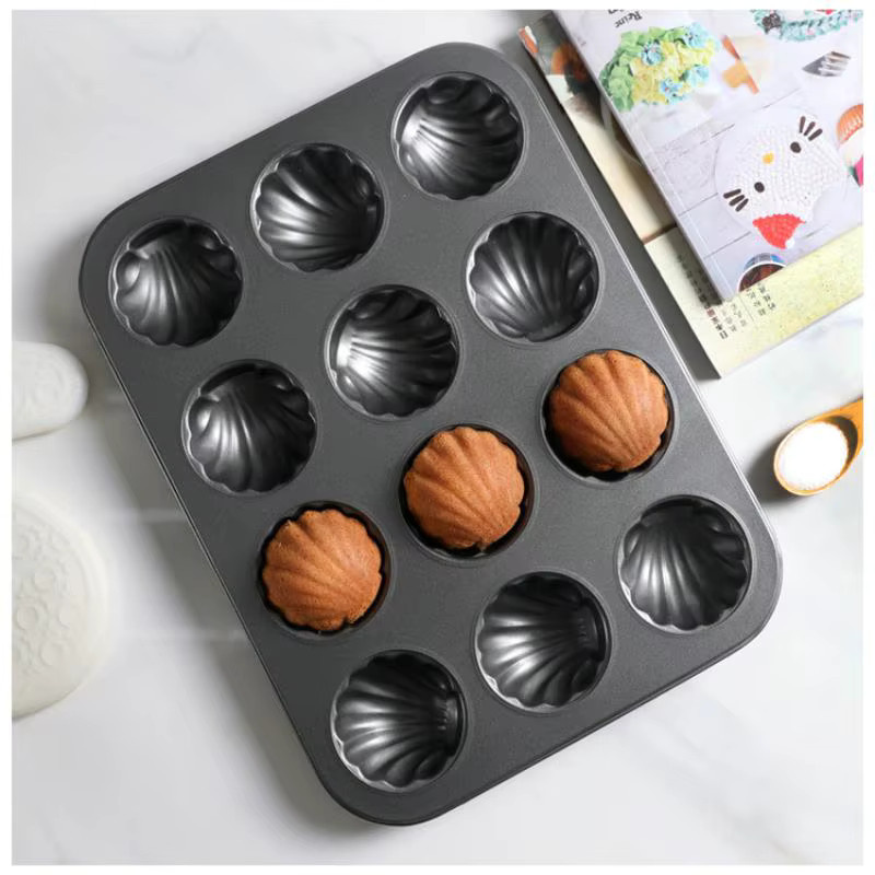 Madeleine Backform aus Carbonstahl für Shell-Kuchen mit 6 oder 12 Fächern - Bild 2