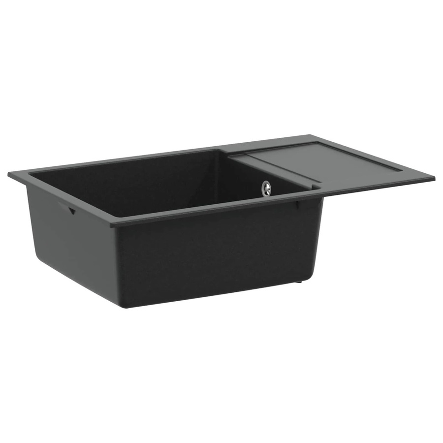 vidaXL Waschbecken Aufsatzwaschbecken aus Granitkomposit in Schwarz, B: 78 cm, T: 50 cm, H: 15 cm - Bild 2