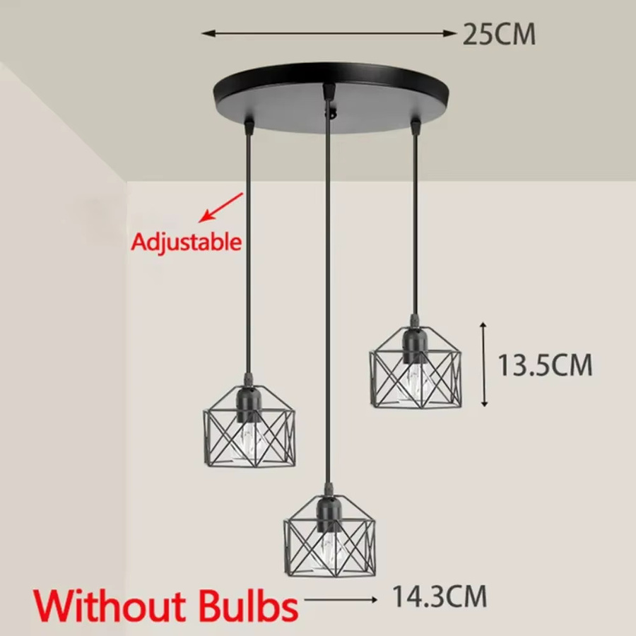 JOYINLED LED Kronleuchter im Vintage-Stil, Nordische Hängeleuchte aus Metall in Schwarz für Küche, Esszimmer und Wohnzimmer - Bild 3