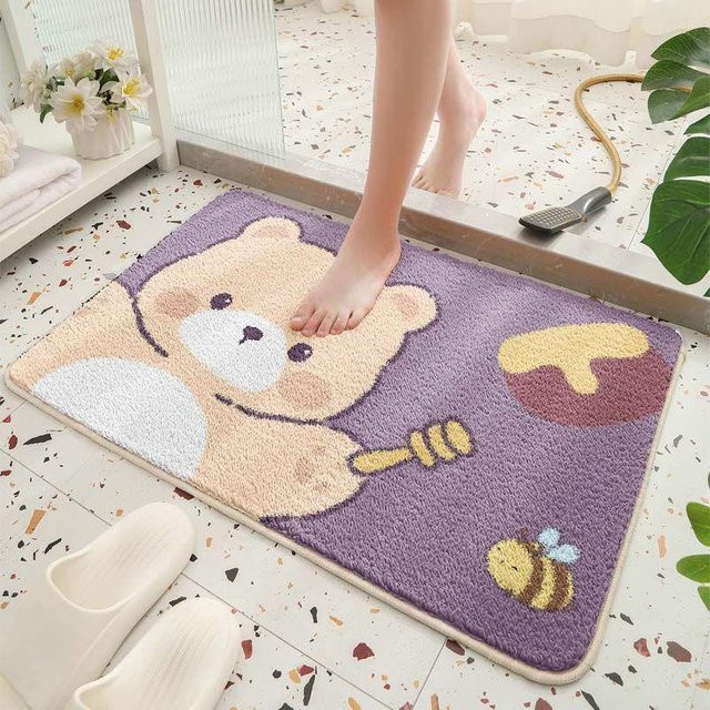 Yiran Furniture Badezimmer Anti-Rutsch Bodenmatte mit Cartoon Tier Motiv, waschbar, B/T: 60 x 40 cm, Multicolour - Bild 1
